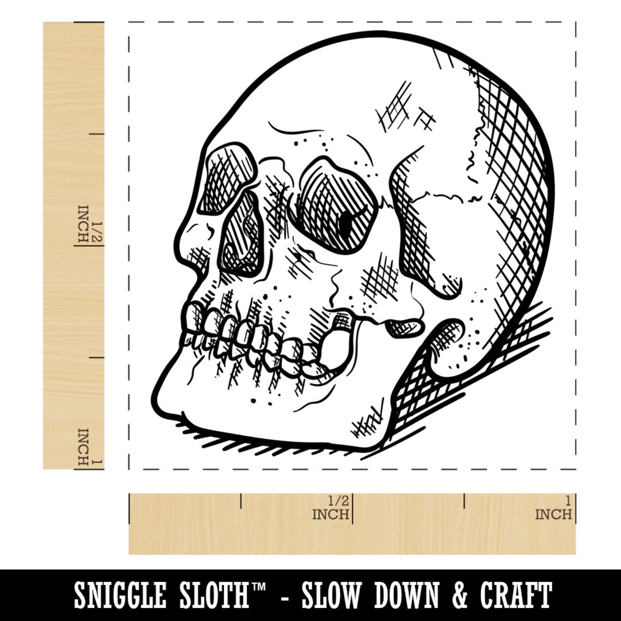 Realistic Human Skull Self-Inking Rubber Stamp Ink Stamper